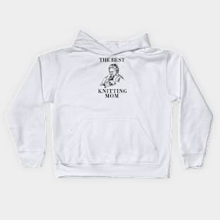 THE BEST KNITTING CRAFTS MOM LINE ART SIMPLE VECTOR STYLE, MOTHER OLD TIMES Kids Hoodie